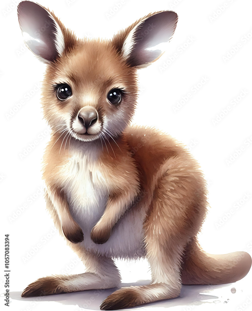 Obraz premium Vigilant Kangaroo Illustration on Transparent background 