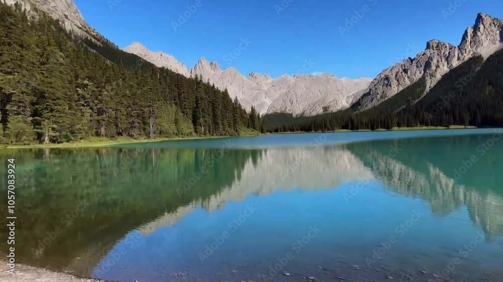 A serene video of a mountain lake reflecting the surrounding peaks
A serene video of a mountain lake reflecting the surrounding peaks