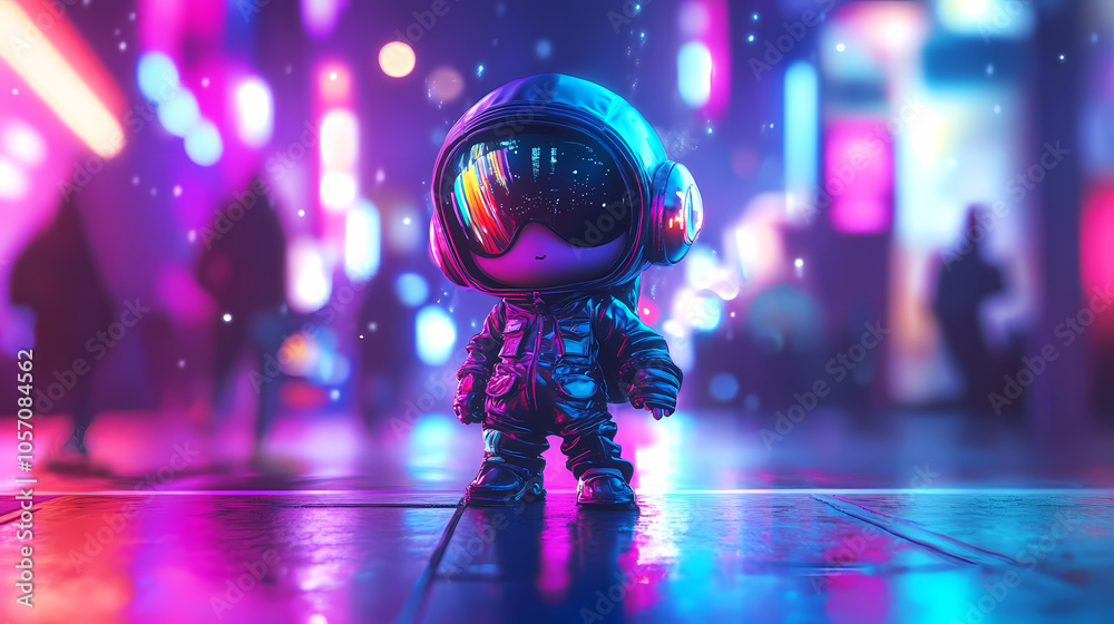 Mystical Yokai Chibi in Solarpunk and Synthwave Style: Anime Illustration Mystical Yokai Chibi in Solarpunk and Synthwave Style: Anime Illustration