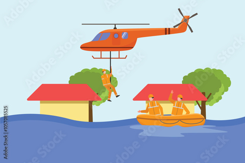  Rescue concept. Colored flat vector illustration isolated.