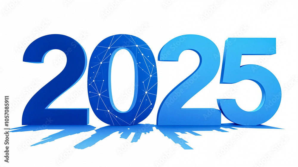 Business-Oriented 2025 Logo with Network Design in Blue Business-Oriented 2025 Logo with Network Design in Blue