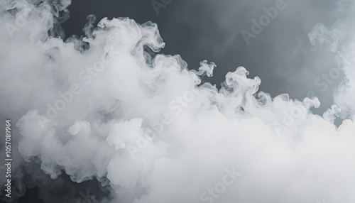 Realistic dry ice smoke clouds fog overlay perfect for compositing into you isolated with white shades, png