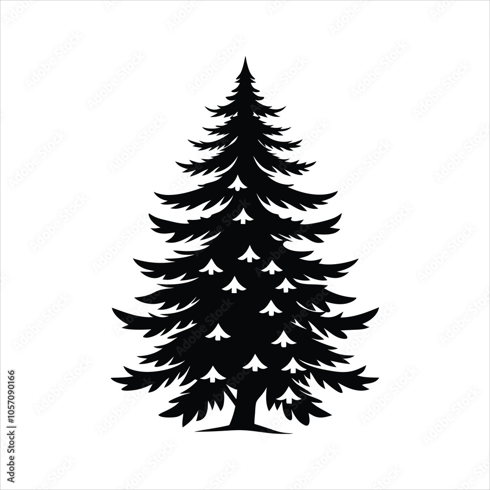 Obraz premium christmas tree lights illustration vector, Christmas Tree Silhouette Clipart Design