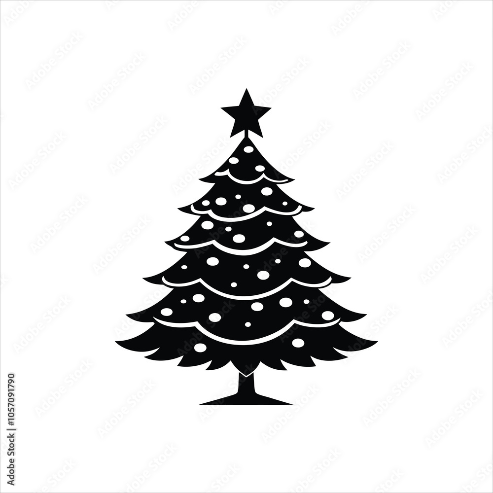 Obraz premium christmas tree lights illustration vector, Christmas Tree Silhouette Clipart Design