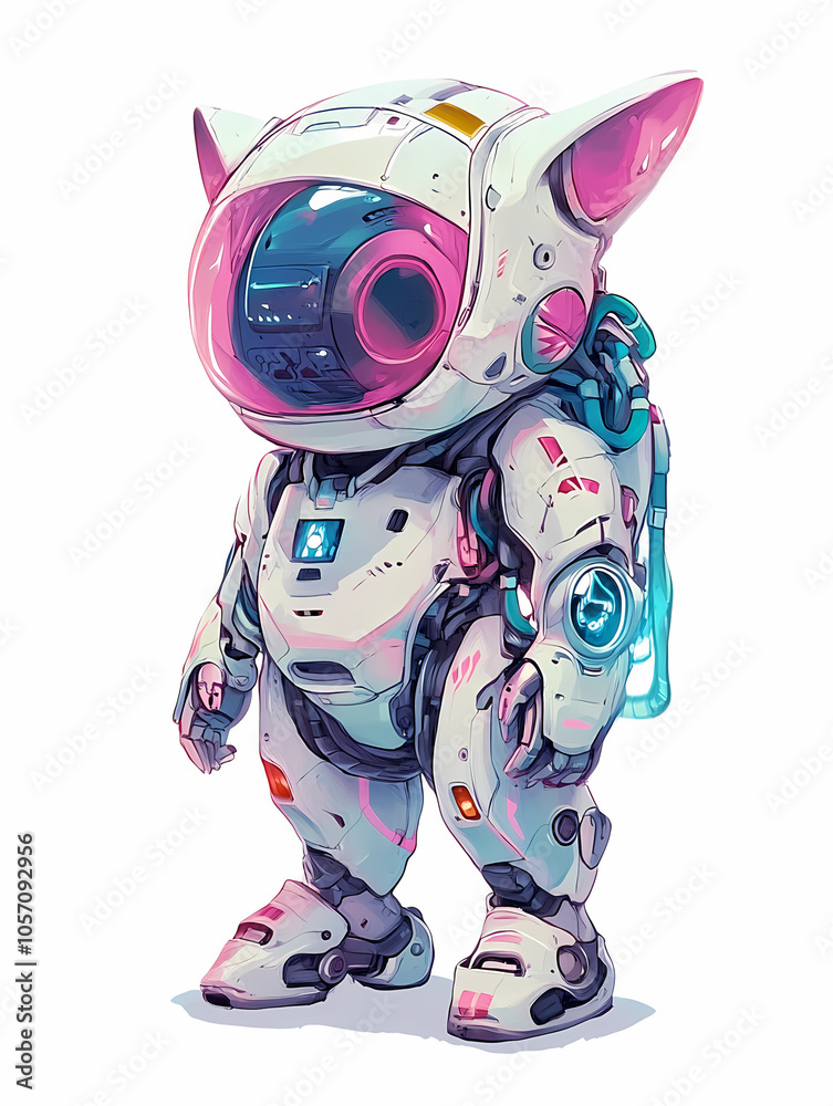 Fantasy Yokai Chibi Character: Solarpunk Meets Synthwave Anime Art