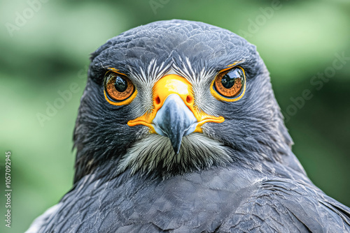 Minimalistic close-up of falcon's head for wildlife photography and nature-themed designs photo