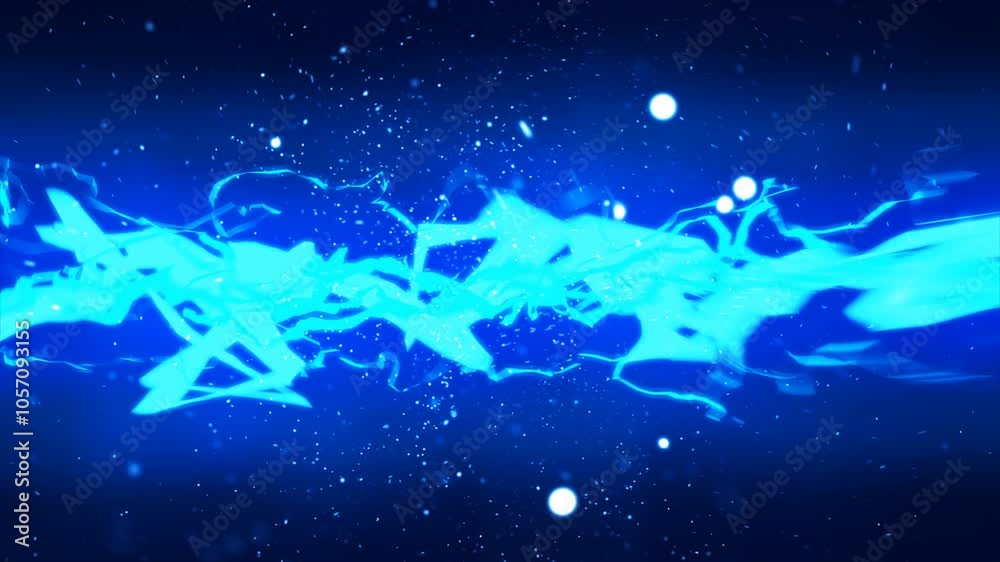 Intense blue electric lightning energy beam in dark space, symbolizing powerful energy, futuristic technology, and movement background, video in high quality 4k, motion design