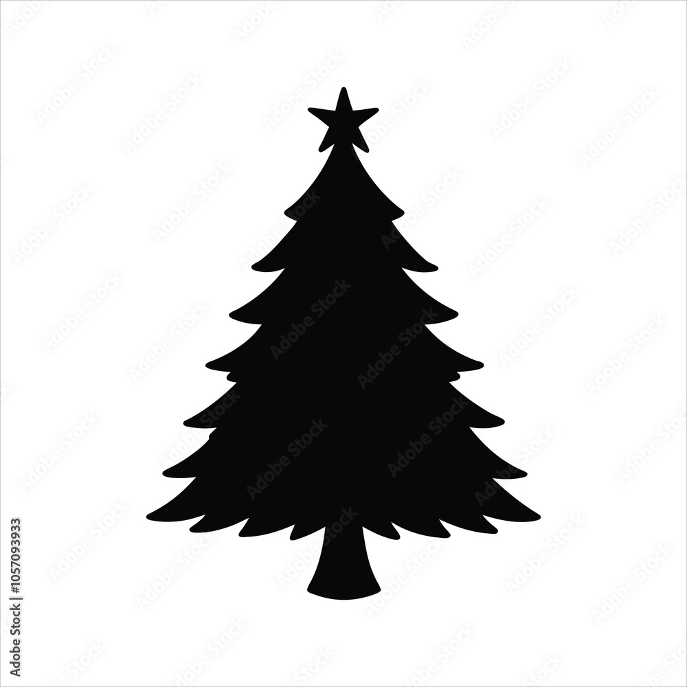 Obraz premium christmas tree lights illustration vector, Christmas Tree Silhouette Clipart Design