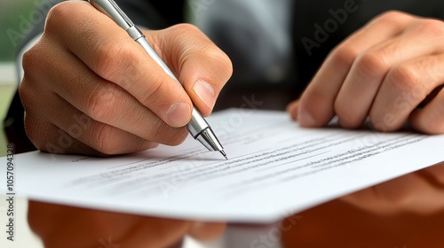 close-up hands of person signing contract