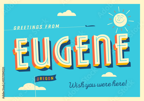 Greetings from Eugene, Oregon, USA - Wish you were here! - Touristic Postcard.