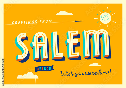 Greetings from Salem, Oregon, USA - Wish you were here! - Touristic Postcard.