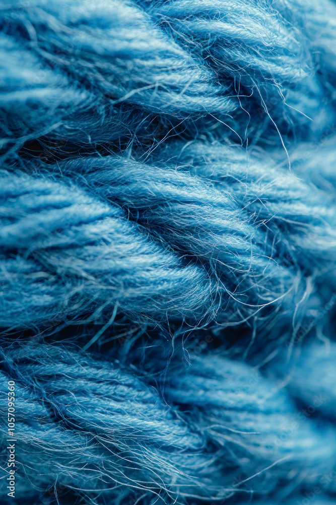 Vertical A close up of a blue yarn with a fuzzy texture. Vertical A close up of a blue yarn with a fuzzy texture.