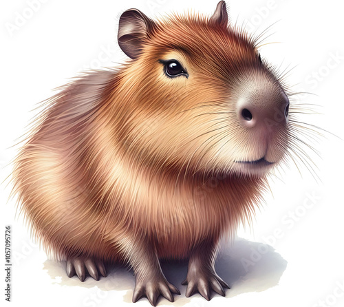 Detailed Capybara Illustration on Transparent background

