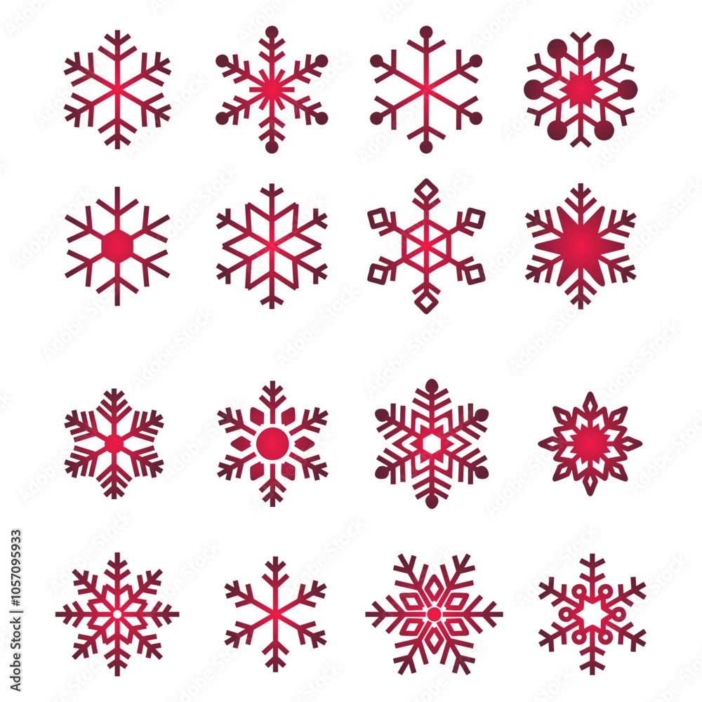 set of snowflakes set of snowflakes