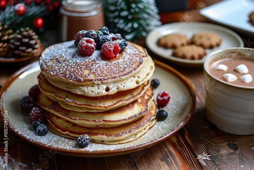 pancakes, breakfast, brunch, berries, strawberries, blueberries, syrup, maple, sweet, dessert, food, stack, fluffy, homemade, gourmet, morning, meal, tasty, delicious, fresh, fruit, whipped cream, sug photo