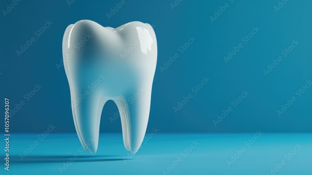3D rendering of a human tooth model set against a blue backdrop for dental and medical themes and designs 3D rendering of a human tooth model set against a blue backdrop for dental and medical themes and designs