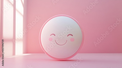 3D icon of a mirror featuring a cute expression with simple shapes