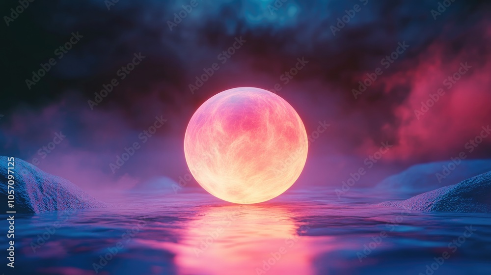 A radiant orb of light floats within the shadows illuminating the surrounding darkness with its vibrant glow A radiant orb of light floats within the shadows illuminating the surrounding darkness with its vibrant glow