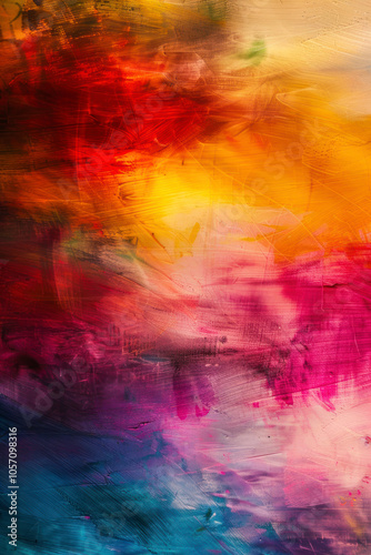 Wallpaper Mural Vertical Abstract expressionist painting against a vibrant linear gradient background. Torontodigital.ca