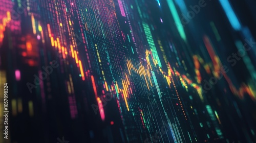Abstract background featuring a digital graph chart representing stock market trends and investment growth photo