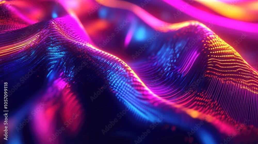 3D rendering featuring glowing lines and neon lights creating an abstract psychedelic background with ultraviolet and vibrant colors 3D rendering featuring glowing lines and neon lights creating an abstract psychedelic background with ultraviolet and vibrant colors