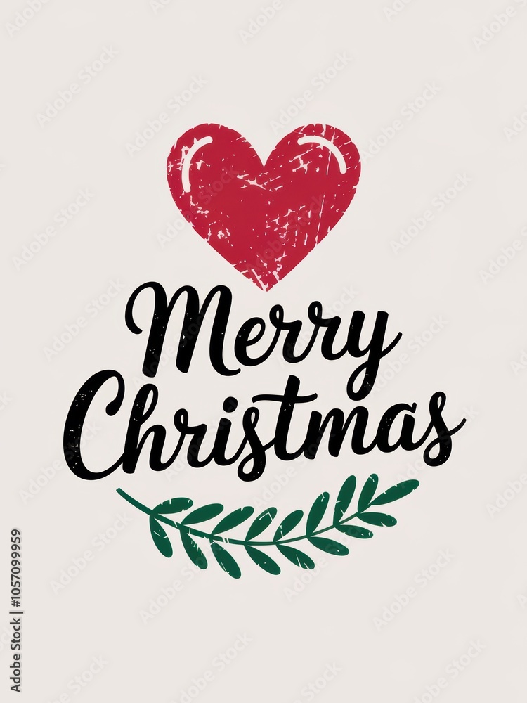 Merry christmas lettering with red heart - Holiday Merry christmas lettering with red heart - Holiday