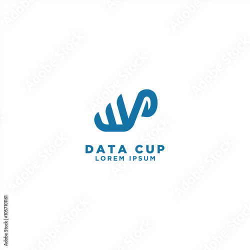 simple data cup logo template. chart and mug symbol modern minimalist style. technology logo icon