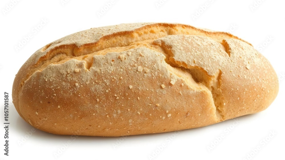 Freshly baked loaf of bread isolated on a clean white background, artisan, homemade Freshly baked loaf of bread isolated on a clean white background, artisan, homemade