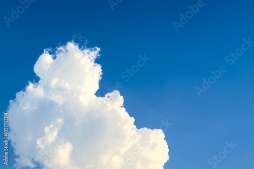 Obraz na płótnie This image captures a beautiful, fluffy cloud against a clear blue sky