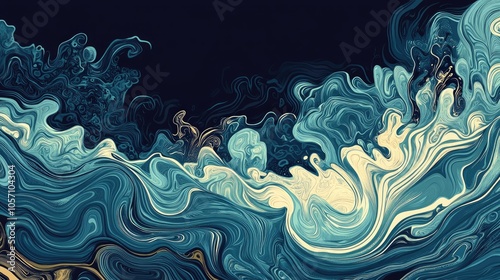 Abstract Marine Artwork Featuring Surreal Ocean Waves photo