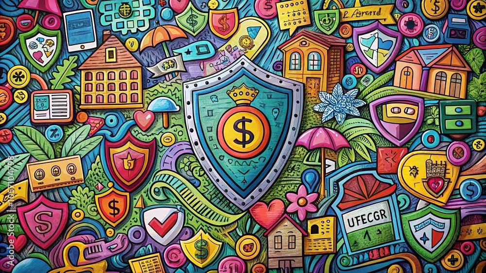 Insurance Services Doodle Concept with Macro Photography Focus on Protection, Security, and Financial Safety Insurance Services Doodle Concept with Macro Photography Focus on Protection, Security, and Financial Safety