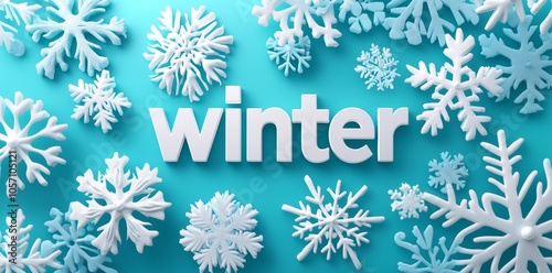 Winter text effect with 3D lettering, editable