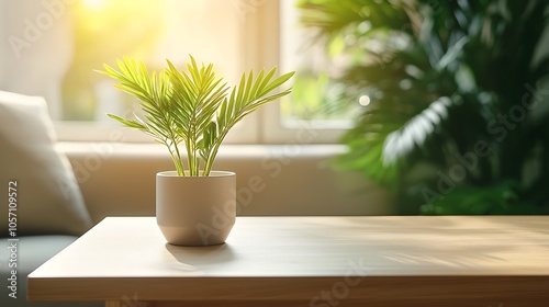 Embracing nature indoors the beauty of a potted plant in a sunlit living space creating a peaceful atmosphere