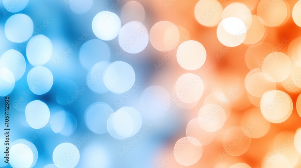 Fototapeta premium Blue and orange bokeh lights create a vibrant and dreamy abstract background, AI