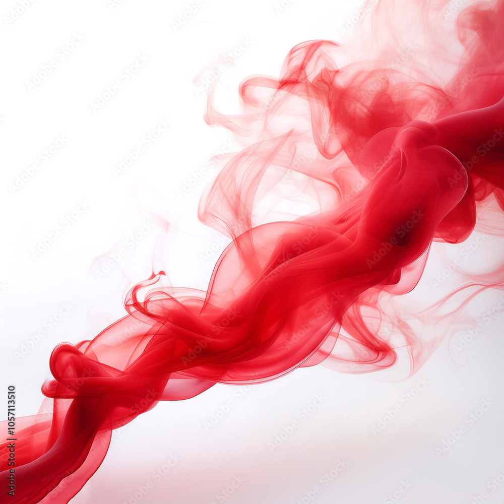 Realistic red smoke floating or flying isolated white background Realistic red smoke floating or flying isolated white background