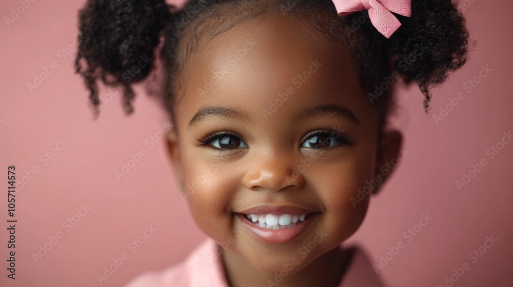 A young girl with brown hair and a pink shirt A young girl with brown hair and a pink shirt