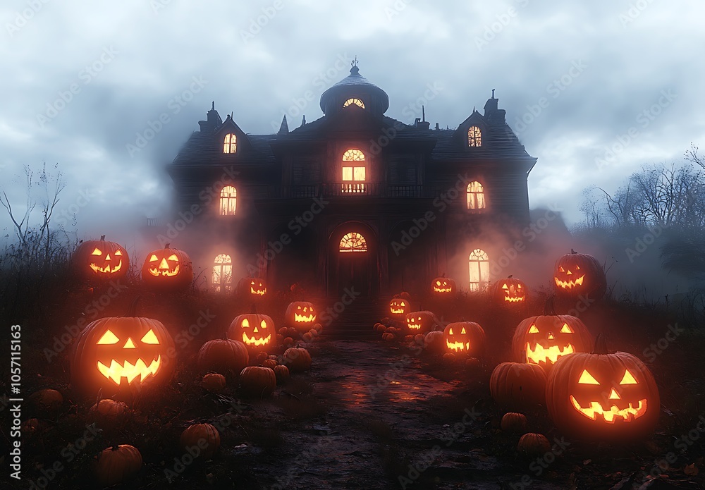 House with Pumpkins and Lights House with Pumpkins and Lights