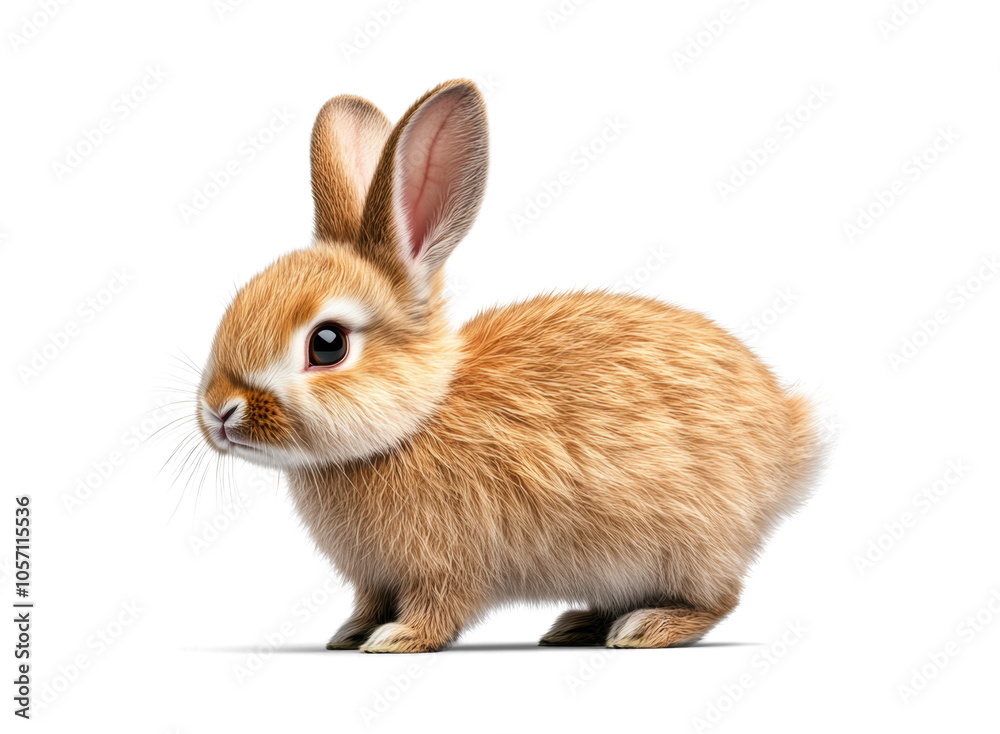Adorable Rabbit on Transparent Background