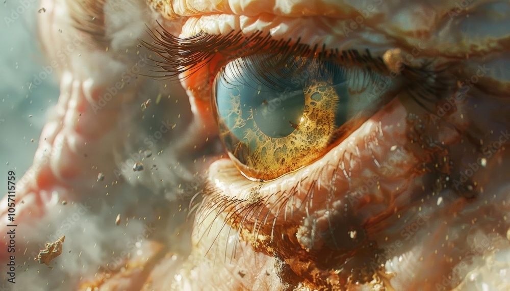 Unravel the secrets of Martian folklore in a striking digital close-up of a mythical creatures eye, set against a dreamy, impressionistic landscape backdrop Unravel the secrets of Martian folklore in a striking digital close-up of a mythical creatures eye, set against a dreamy, impressionistic landscape backdrop