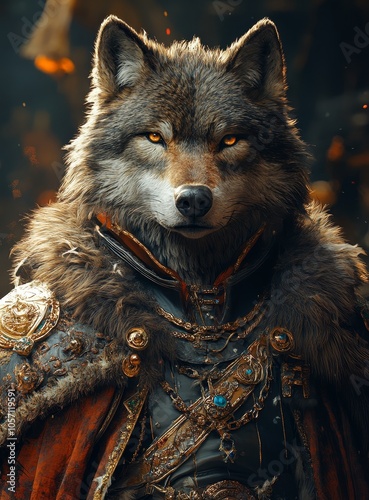 Majestic Wolf in Ornate Royal Attire 