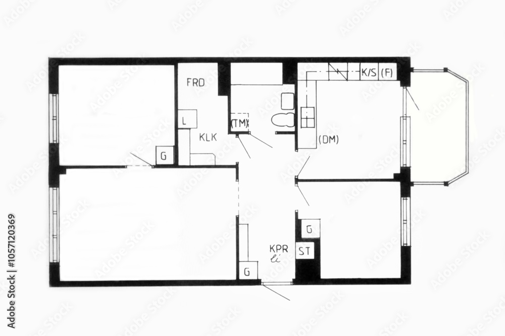 Architectural background. Part of architectural project, architectural plan of the apartment Architectural background. Part of architectural project, architectural plan of the apartment