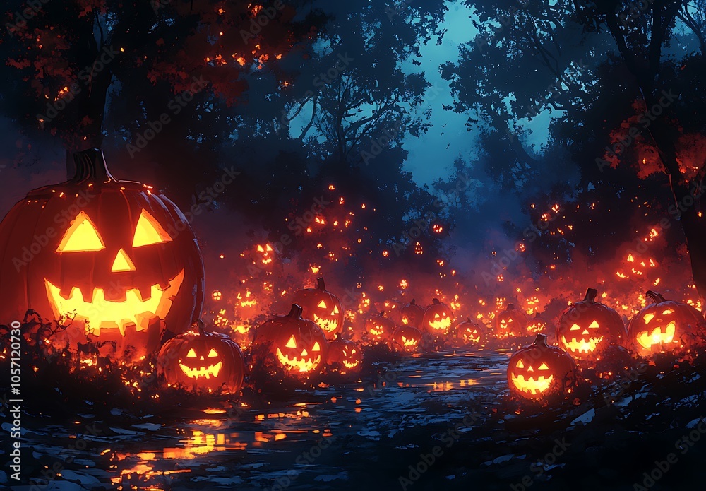 jack o lantern in the forest jack o lantern in the forest