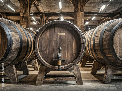 wine barrels in a cellar