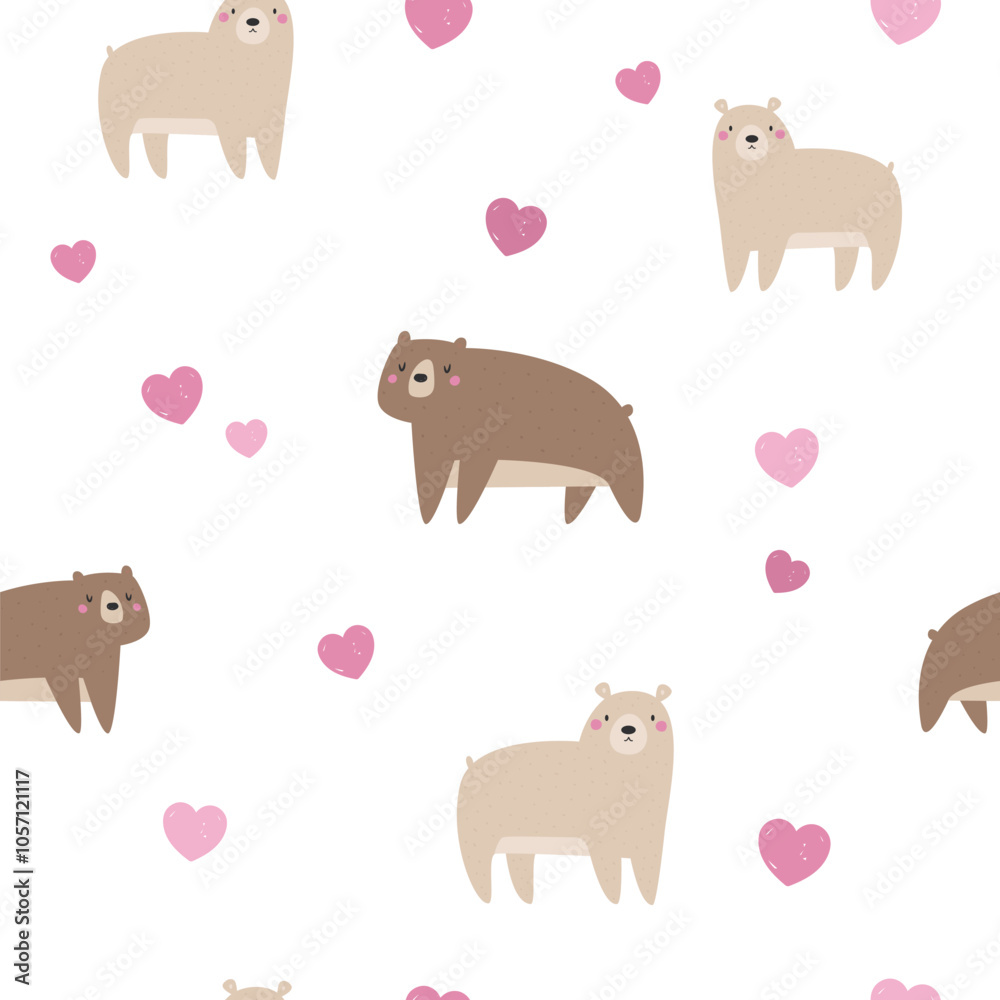 Fototapeta premium Cute Woodland Animal Seamless Pattern. Adorable Vector Forest Fox for Designs and Crafts
