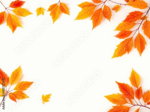 Vibrant golden autumn leaves on a white background, foliage, environment