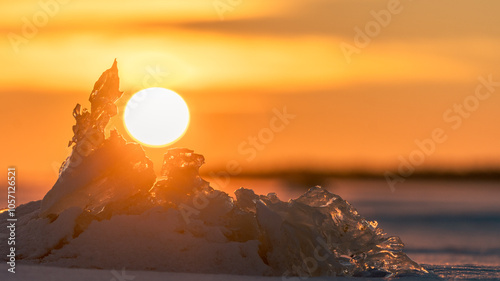 Sunrise over the Swedish archepilago in winter.