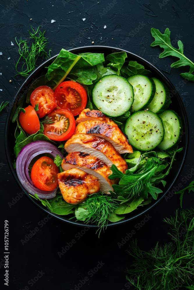 Delicious Grilled Chicken Salad with Fresh Vegetables for a Healthy Meal