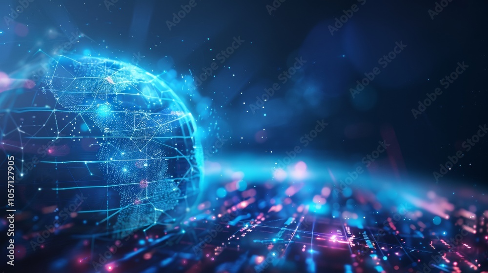 Digital globe with network connections in a futuristic cyber environment Digital globe with network connections in a futuristic cyber environment