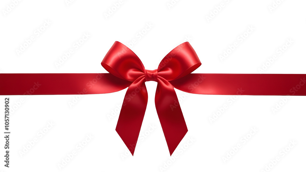 Red ribbon and bow isolated against transparent background. Wrapping for box concept Red ribbon and bow isolated against transparent background. Wrapping for box concept