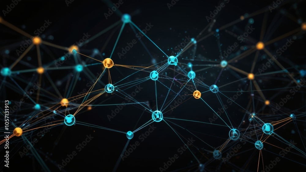 Abstract digital background with network connections with nodes and lines on black background creating futuristic and technological visual effect. Abstract digital background with network connections with nodes and lines on black background creating futuristic and technological visual effect.